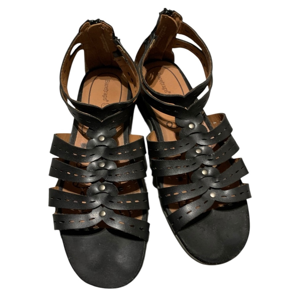 BareTraps Kaser Black Strappy Gladiator Sandals EUC
